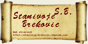 Stanivoje Breković vizit kartica